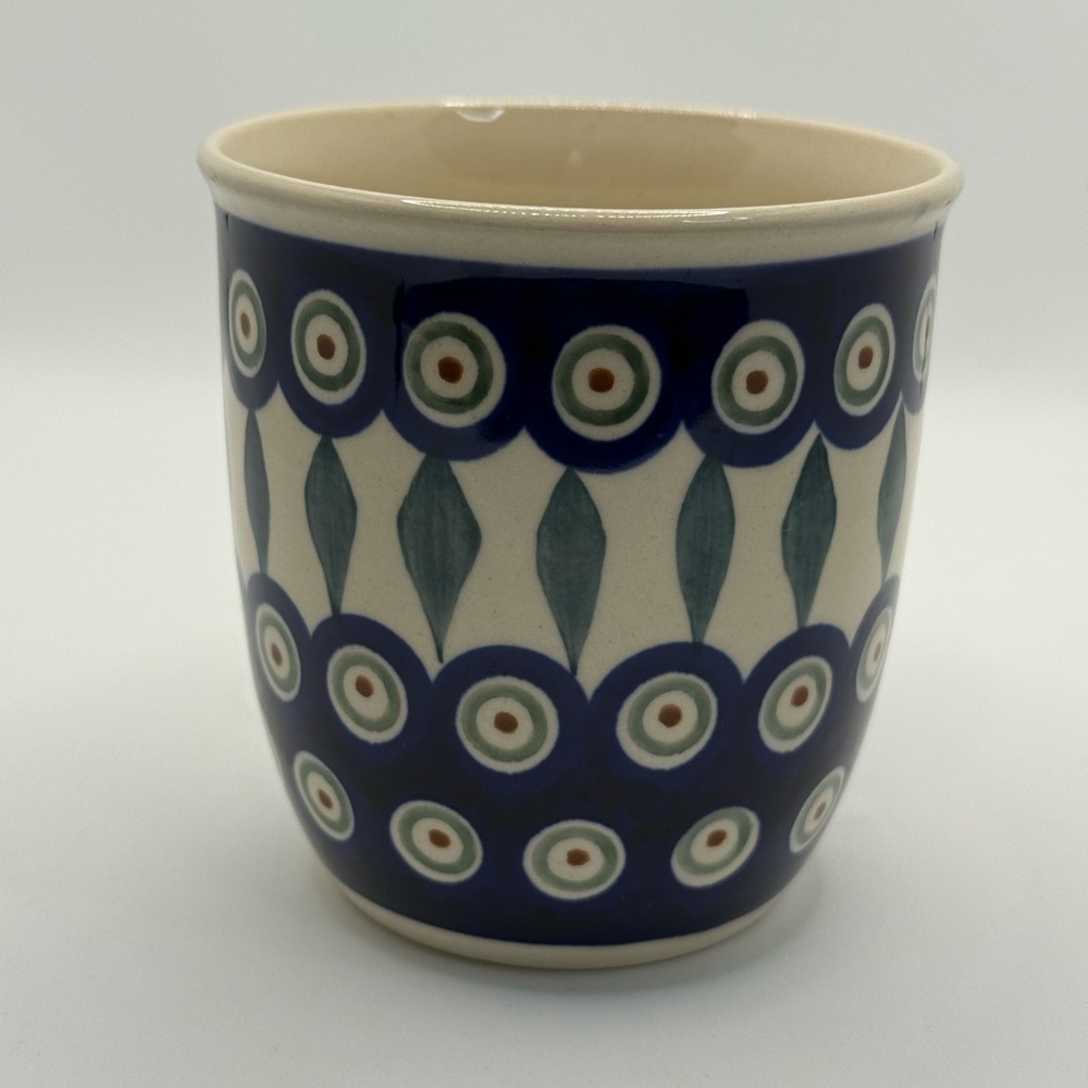 Bunzlau keramik Boleslawiec Polish Pottery peacock pattern ceramic mug - Picture 4 of 7